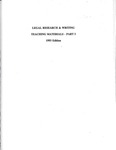 Legal Research and Writing: Teaching Materials: 1993-94 by Richard Haigh