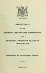 Report No. 3 of the Ontario Law Reform Commission on Personal Property Security Legislation