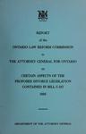 Report of the Ontario Law Reform Commission to the Attorney General for Ontario on Certain Aspects of the Proposed Divorce Legislation Contained in Bill C-187, 1968 by Ontario Law Reform Commission
